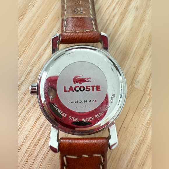 Lacoste ladies white dial brown leather dress watch NEW BATTERY - Picture 7 of 10